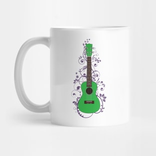 Green Ukulele Flowering Vines Mug